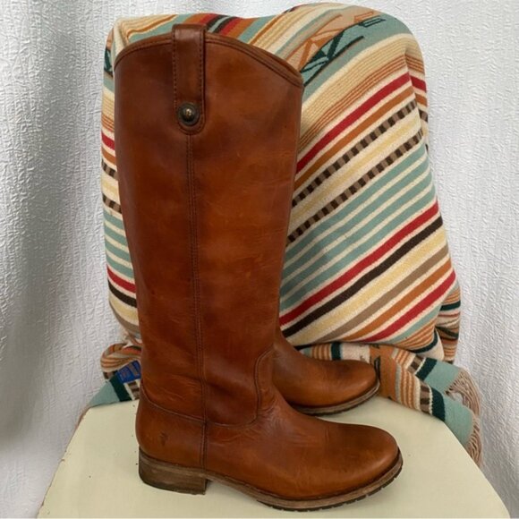 Frye Melissa Lug Button Leather Knee-High Tall Riding  Boots - Picture 4 of 8